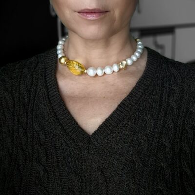 Jasny bursztyn i perły