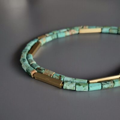 Dwurzędowy naszyjnik z turkusem