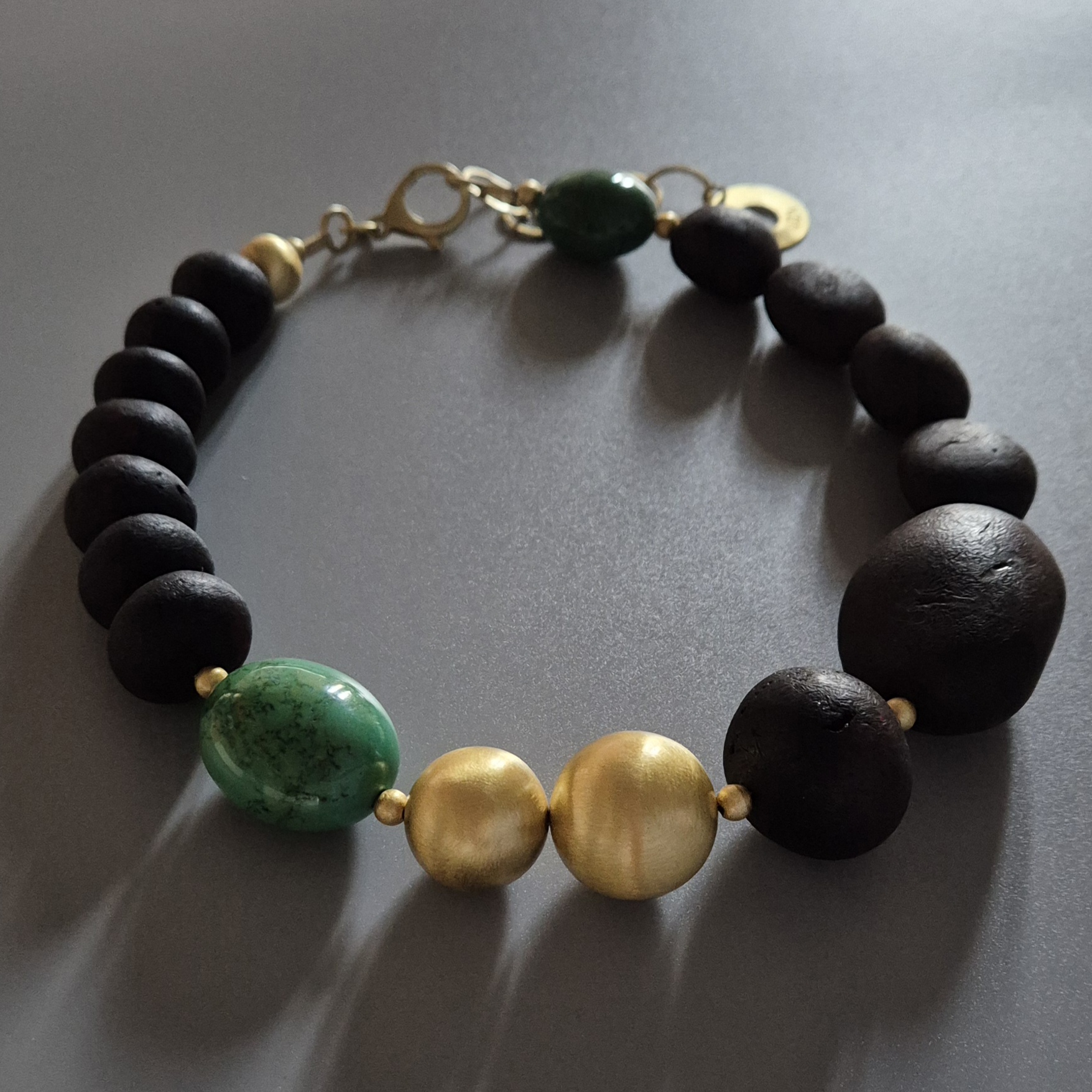 Czarny bursztyn i zielony turkus