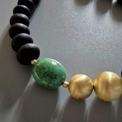 Czarny bursztyn i zielony turkus